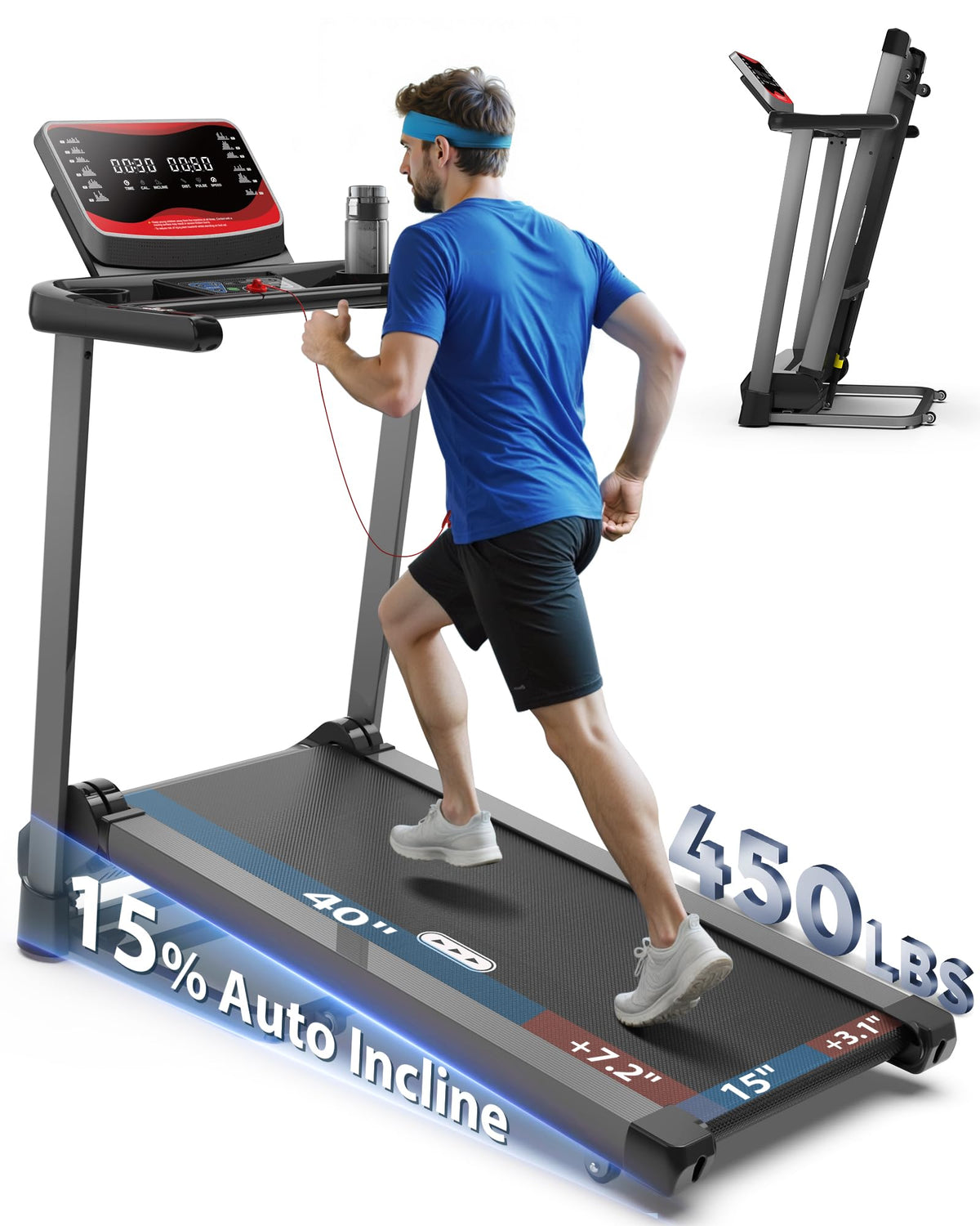 Treadmill with Auto Incline 450 LBS Capacity U35760