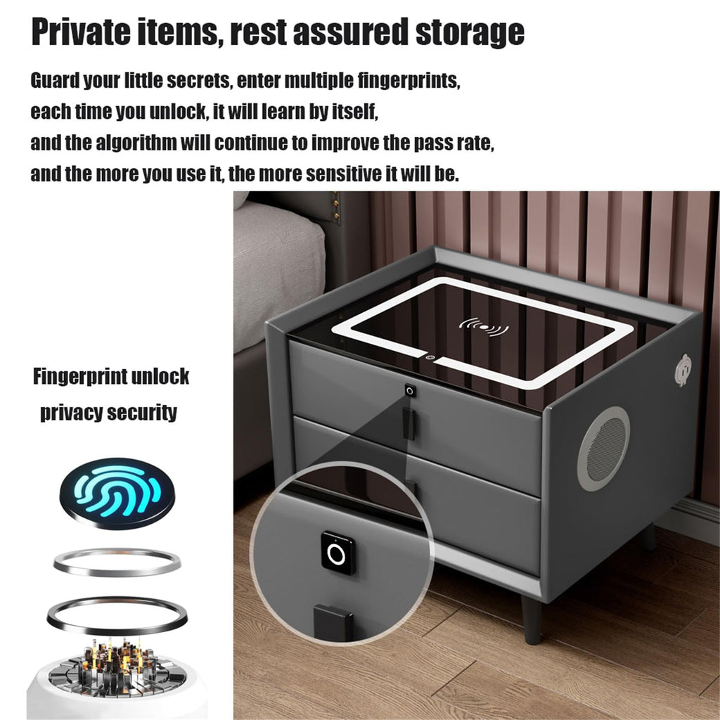 Pink 3 Drawer LED Nightstand with Wireless Charging M42071