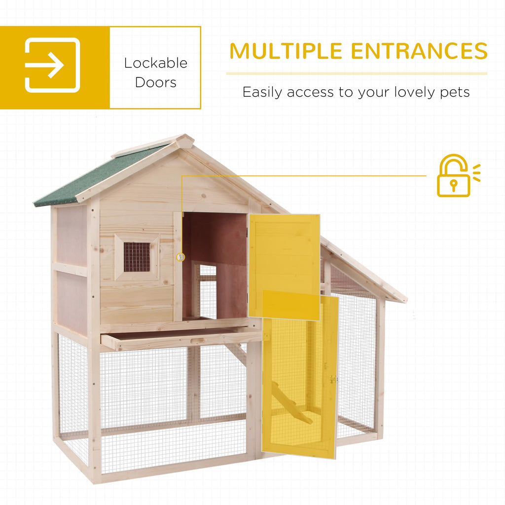 55" 2-Tier Wooden Rabbit Hutch with Ramp G7994