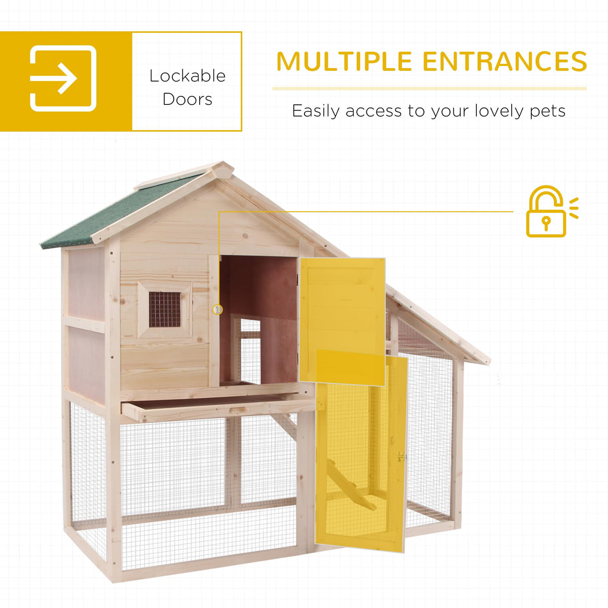 55" 2-Tier Wooden Rabbit Hutch with Ramp G7994