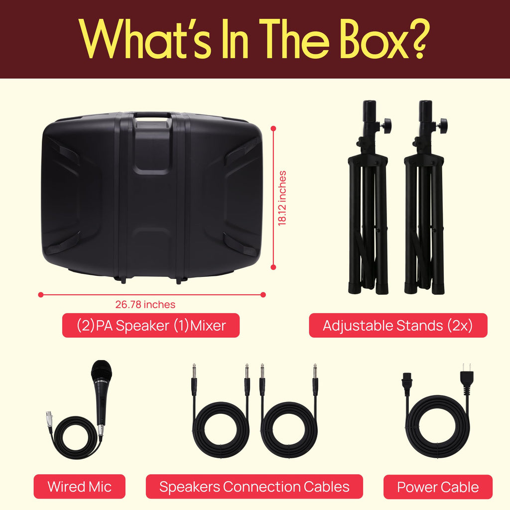 300 W Portable Wireless Bluetooth PA Speaker DJ Mixer Bundle J24945