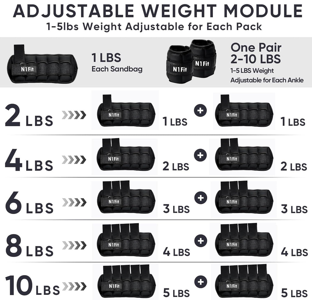 10lbs/Pair Adjustable Ankle Weights B92609