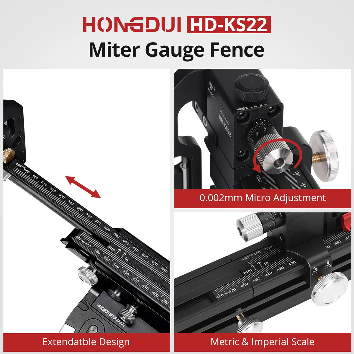 Table Saw Miter Gauge with Aluminum Extended Fence M3336