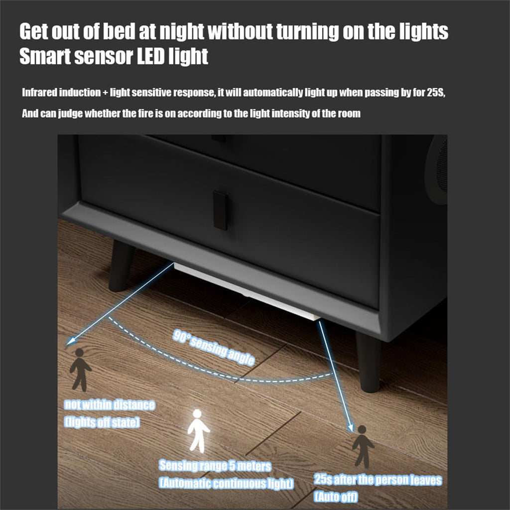 Pink 3 Drawer LED Nightstand with Wireless Charging M42071