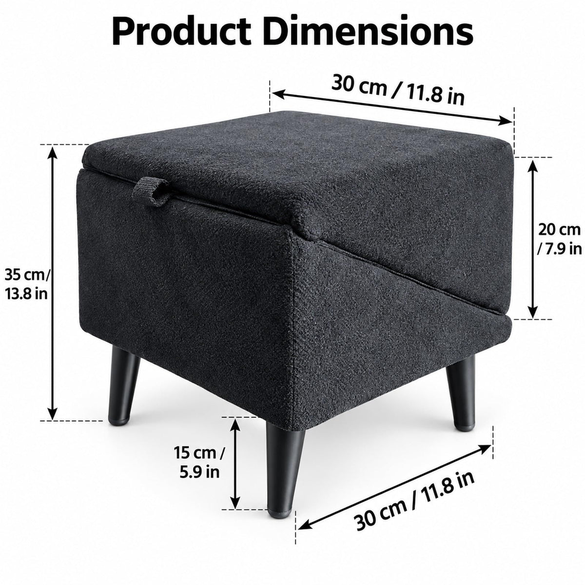 Foldable Dog Stairs Ottoman 2 in 1 Pet Steps with Storage L8496