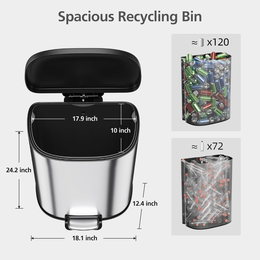 50L Stainless Steel Step-On Trash Can C182391