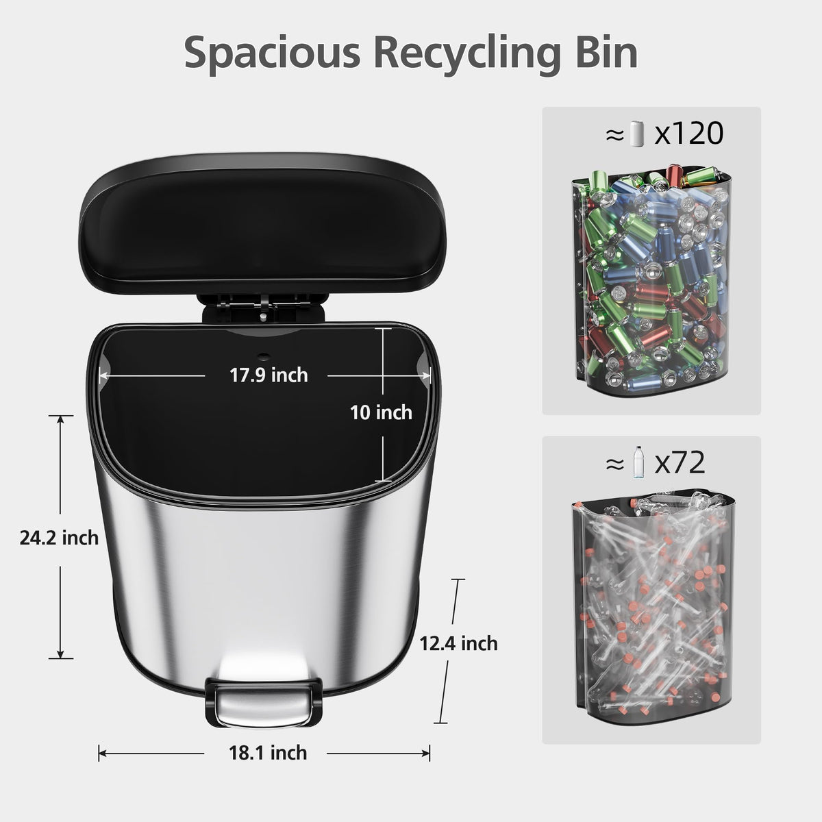 50L Stainless Steel Step-On Trash Can C182391