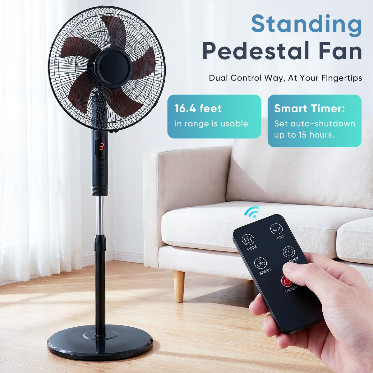 17" Oscillating Pedestal Fan with Remote B582584