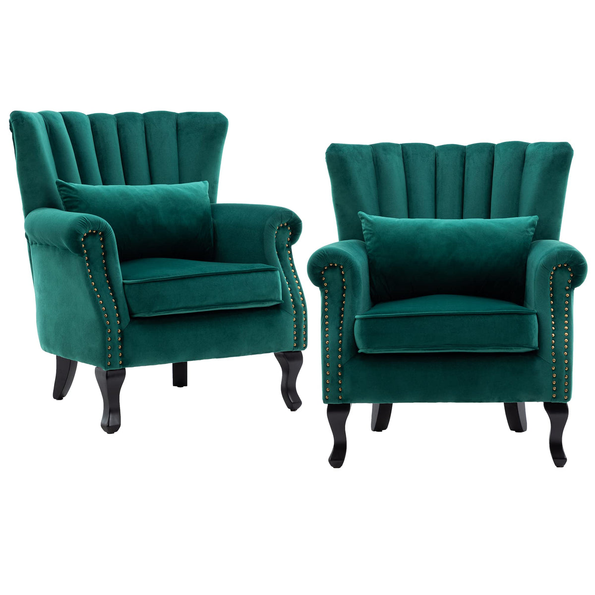 Velvet Green Accent Chairs Set of 2 T21875