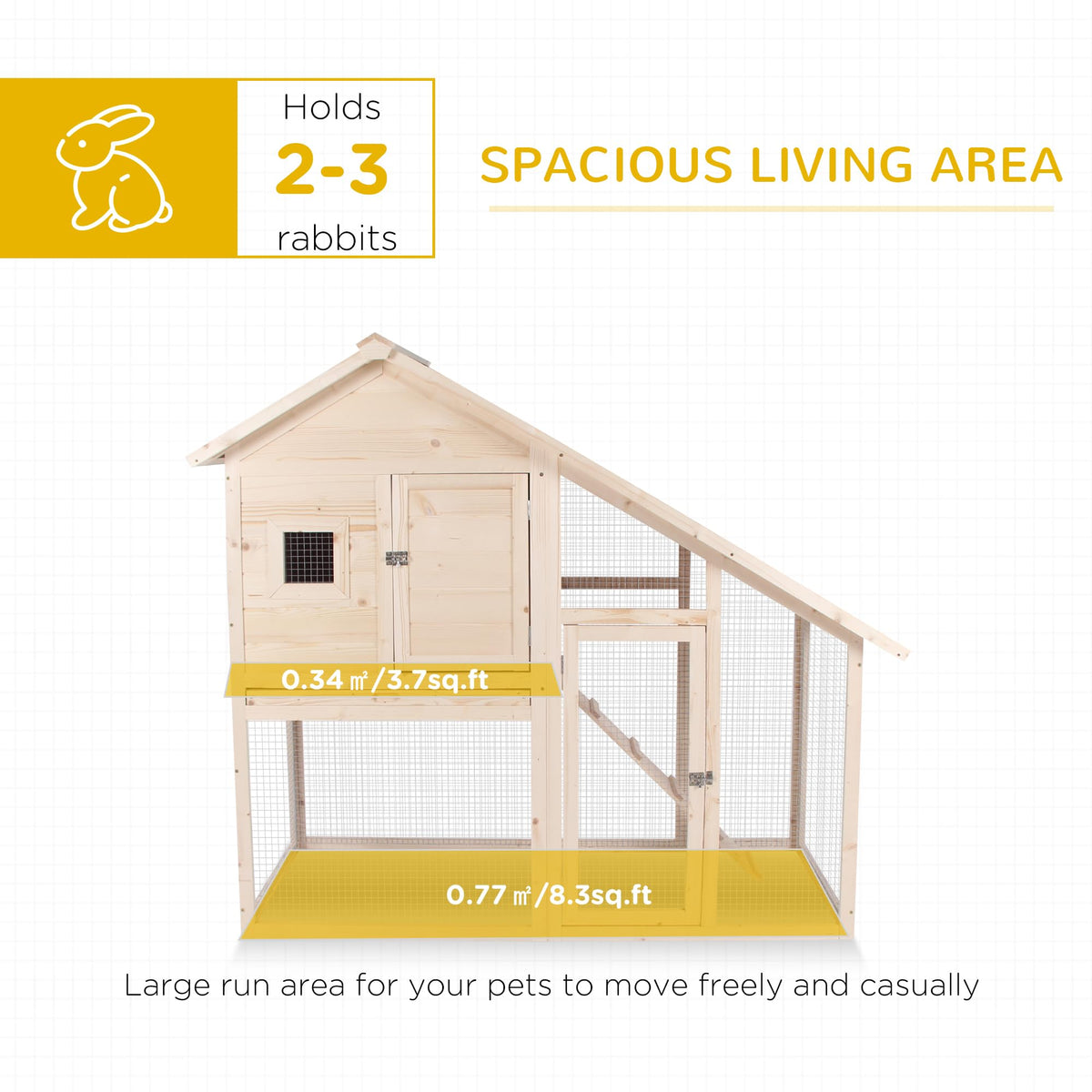 55" 2-Tier Wooden Rabbit Hutch with Ramp G7994