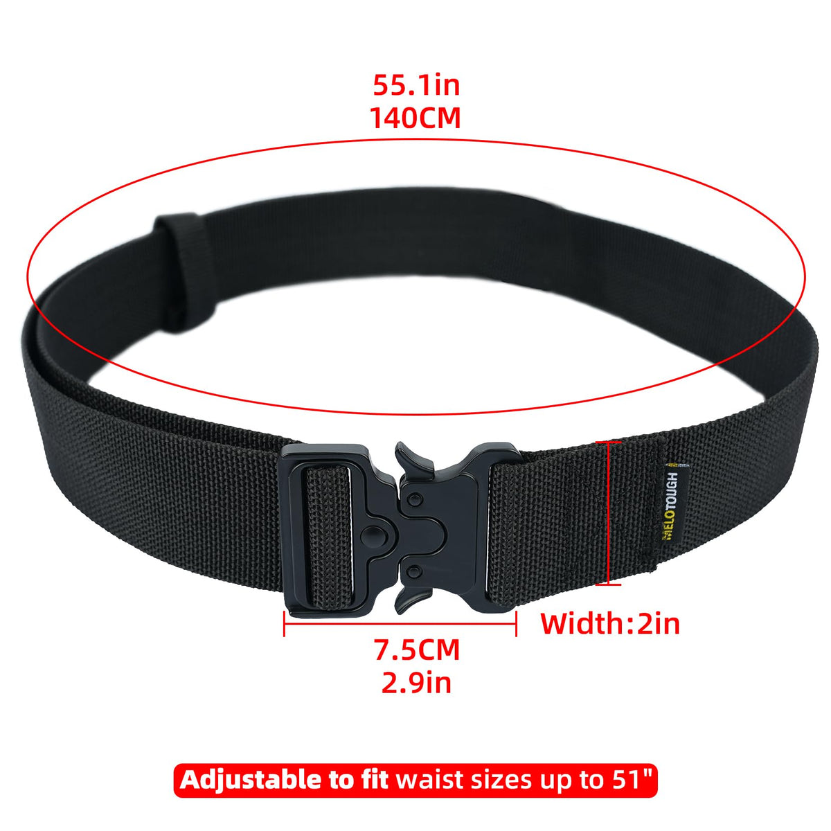 2" Nylon Web Work Tool Belt with Quick Release Metal Buckle R2544