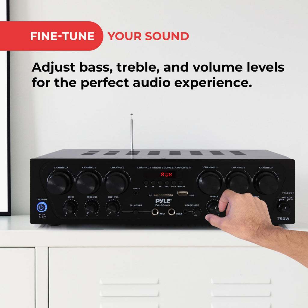 6 Channel 750 Watt Bluetooth Wireless Home Amplifier T899