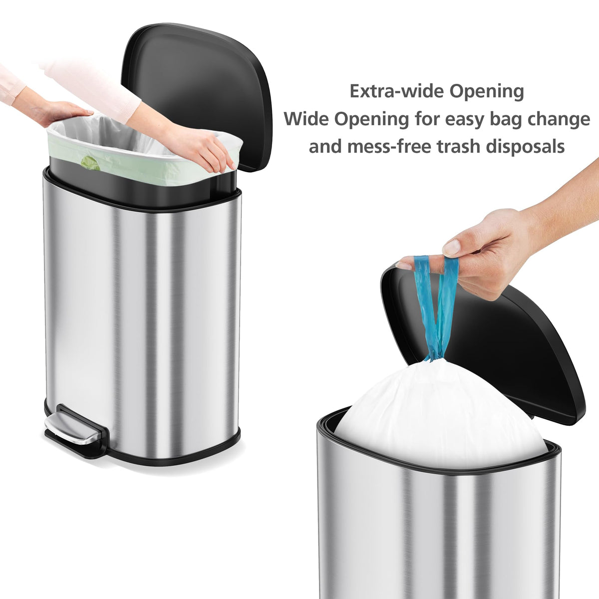 50L Stainless Steel Step-On Trash Can C182391