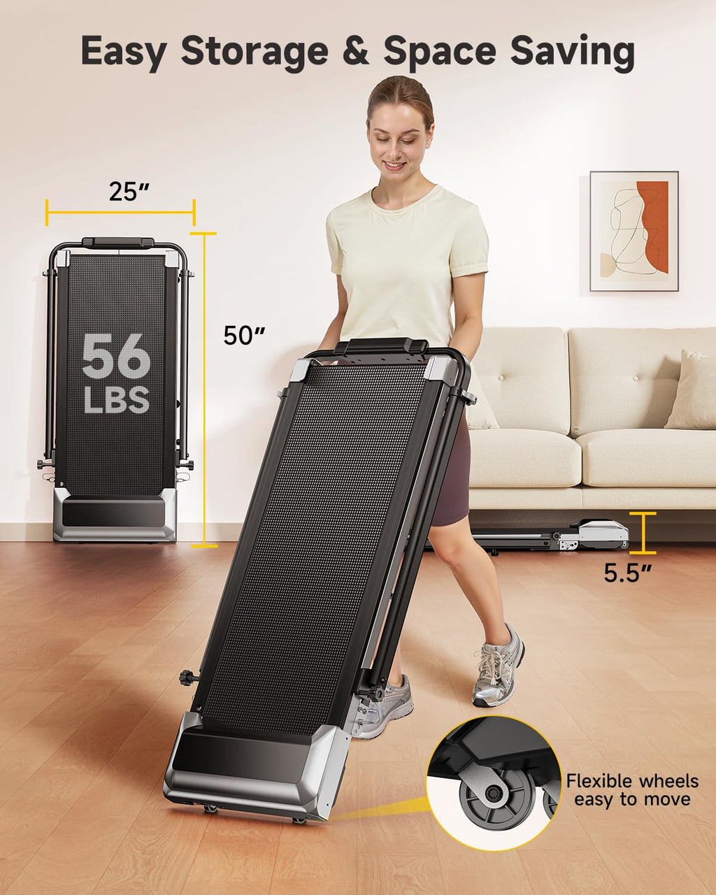 Folding Treadmill with Incline and Adjustable Handle Bar C435