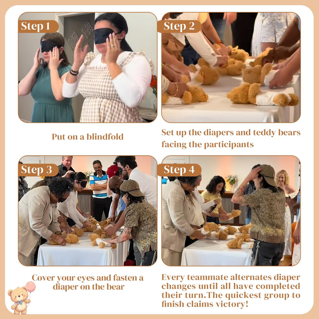 25 Pack Baby Shower Games Blindfold Diaper Changing Kit M1678