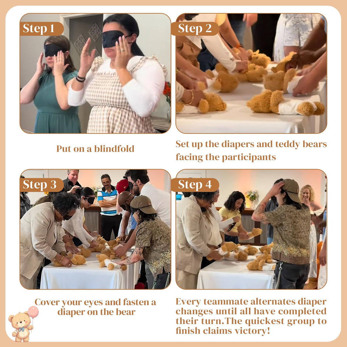 25 Pack Baby Shower Games Blindfold Diaper Changing Kit M1678