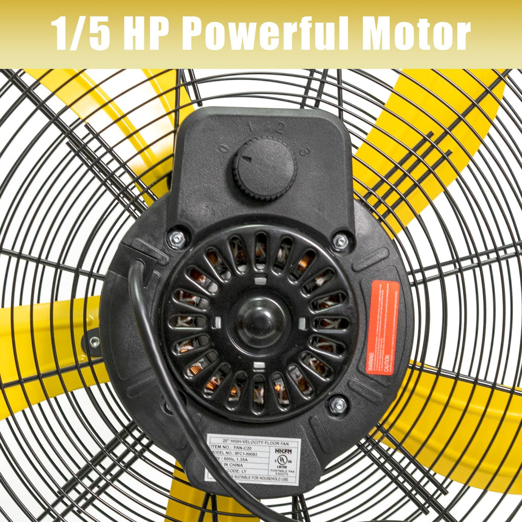 2 Pcs 20-inch 5300 CFM High Velocity Metal Floor Fan O859022