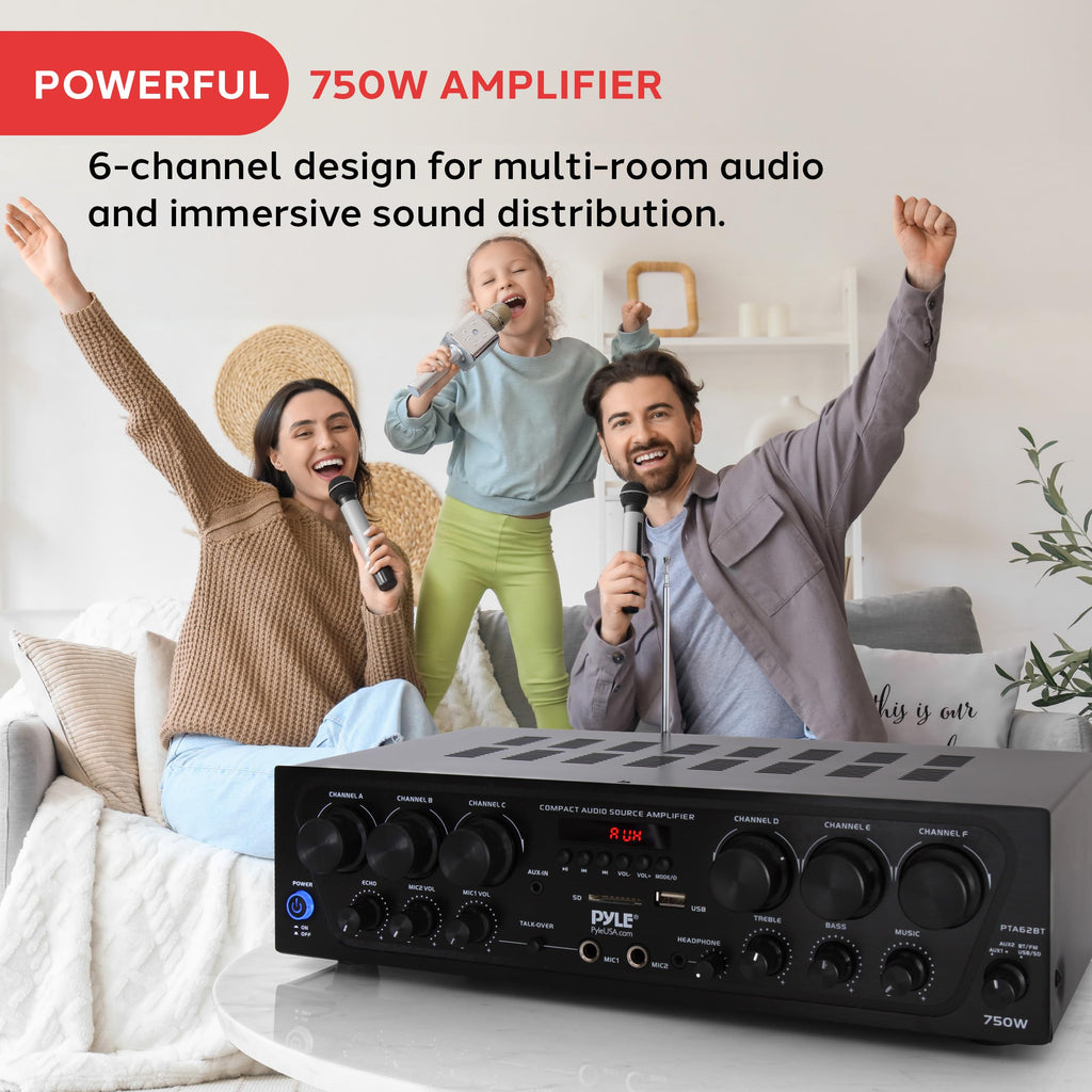 6 Channel 750 Watt Bluetooth Wireless Home Amplifier T899
