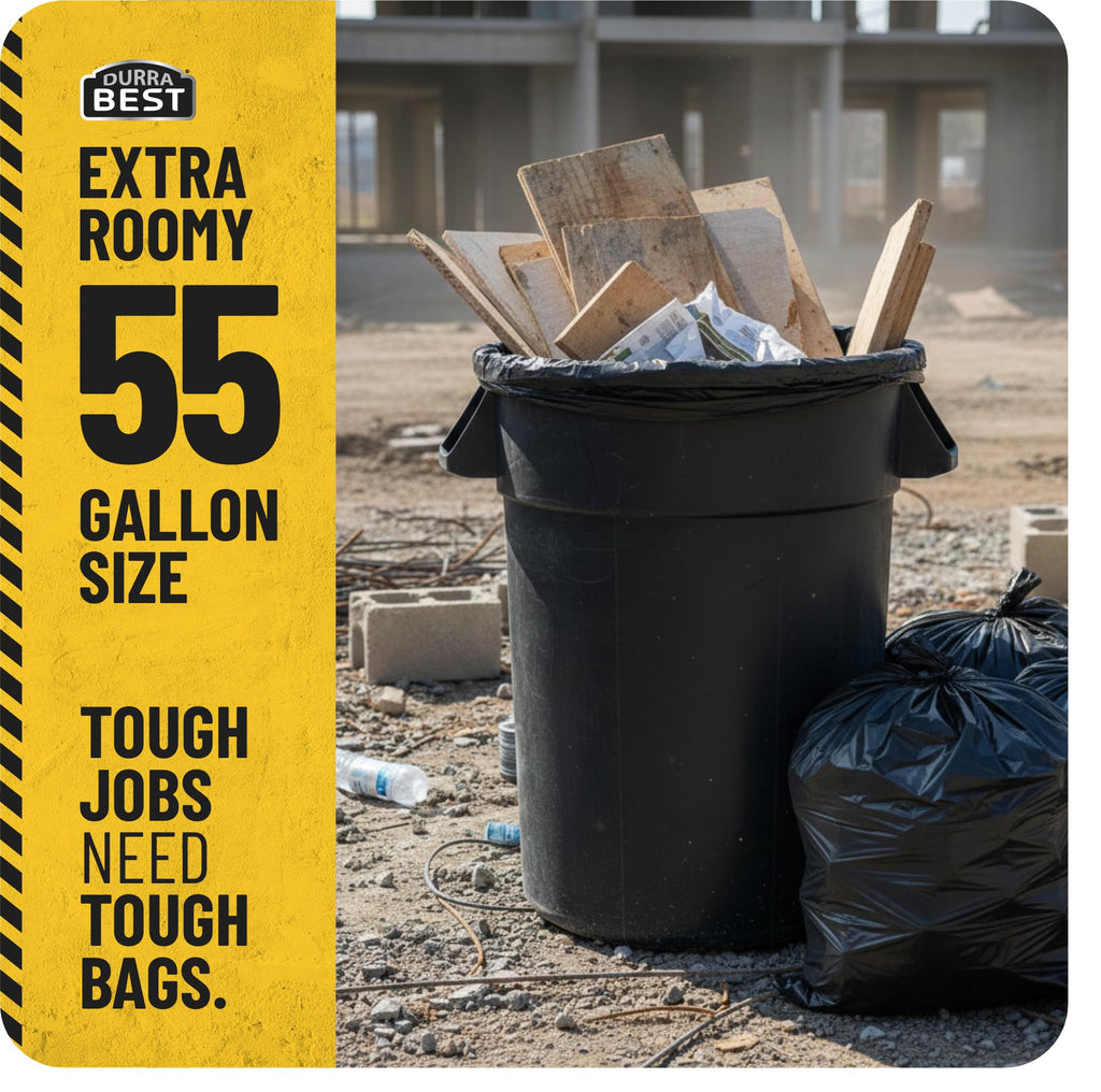 55 Gallon 2 Mil Black Heavy-Duty Trash Bags Q742137