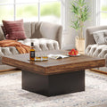 35.4-Inch Square Wood Coffee Table with LED Light N9411