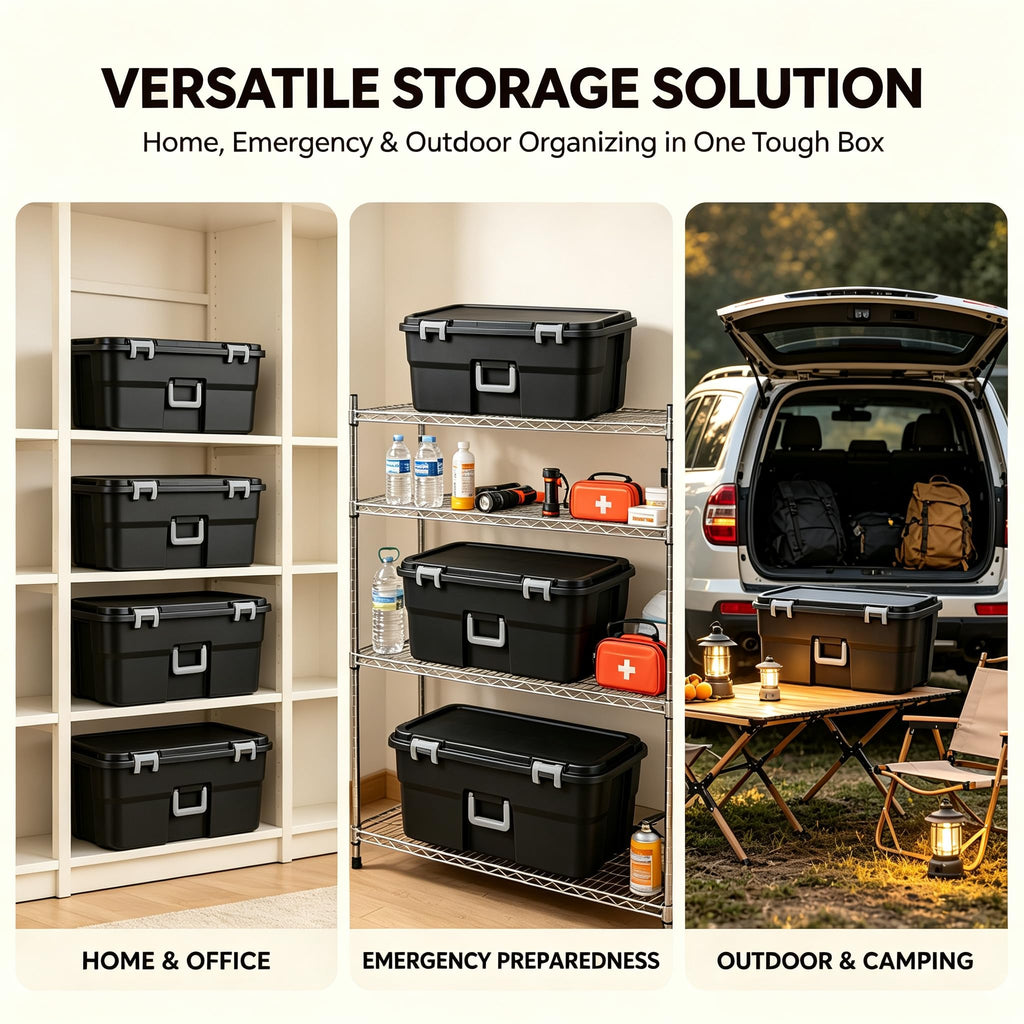 Black 22 Gal Wheeled Plastic Storage Bins L614636