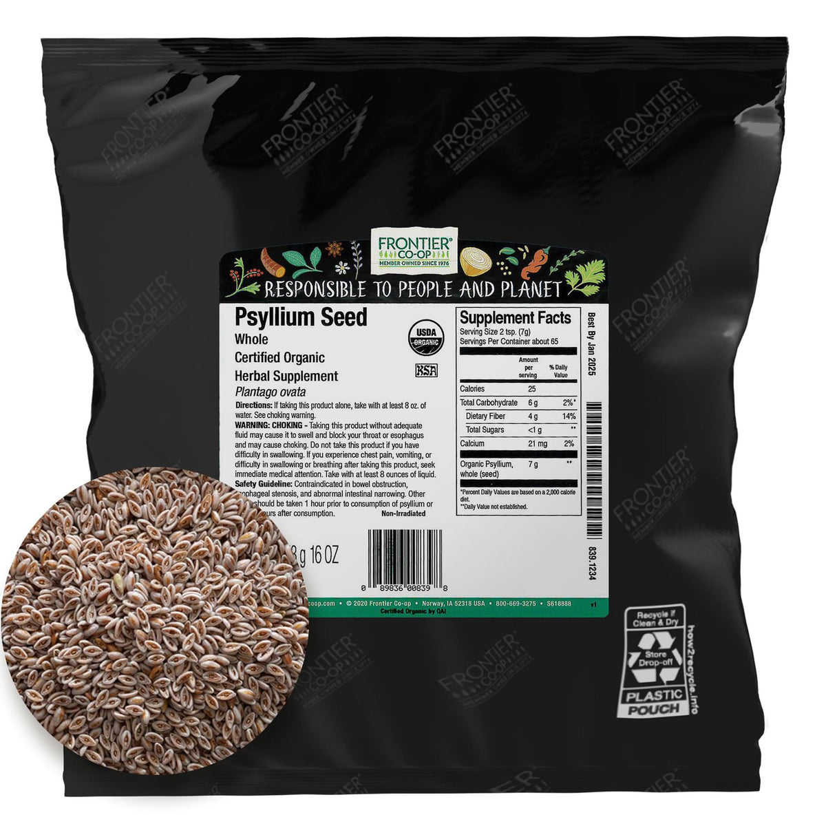 Organic Whole Psyllium Seed 1lb E79319