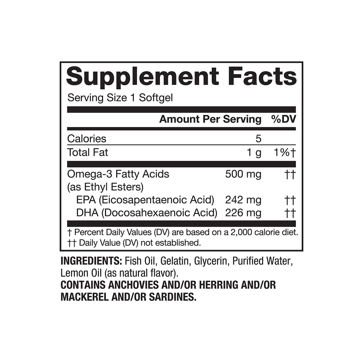 Omega-3 500 mg Fish Oil Softgels L930