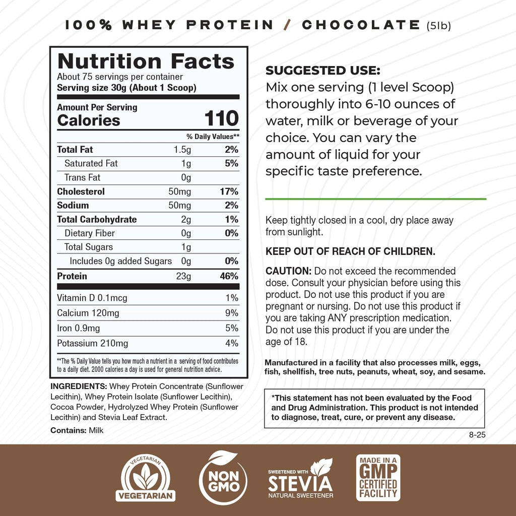 Grass Fed Whey Protein Powder Blend, Chocolate (5lb) C729