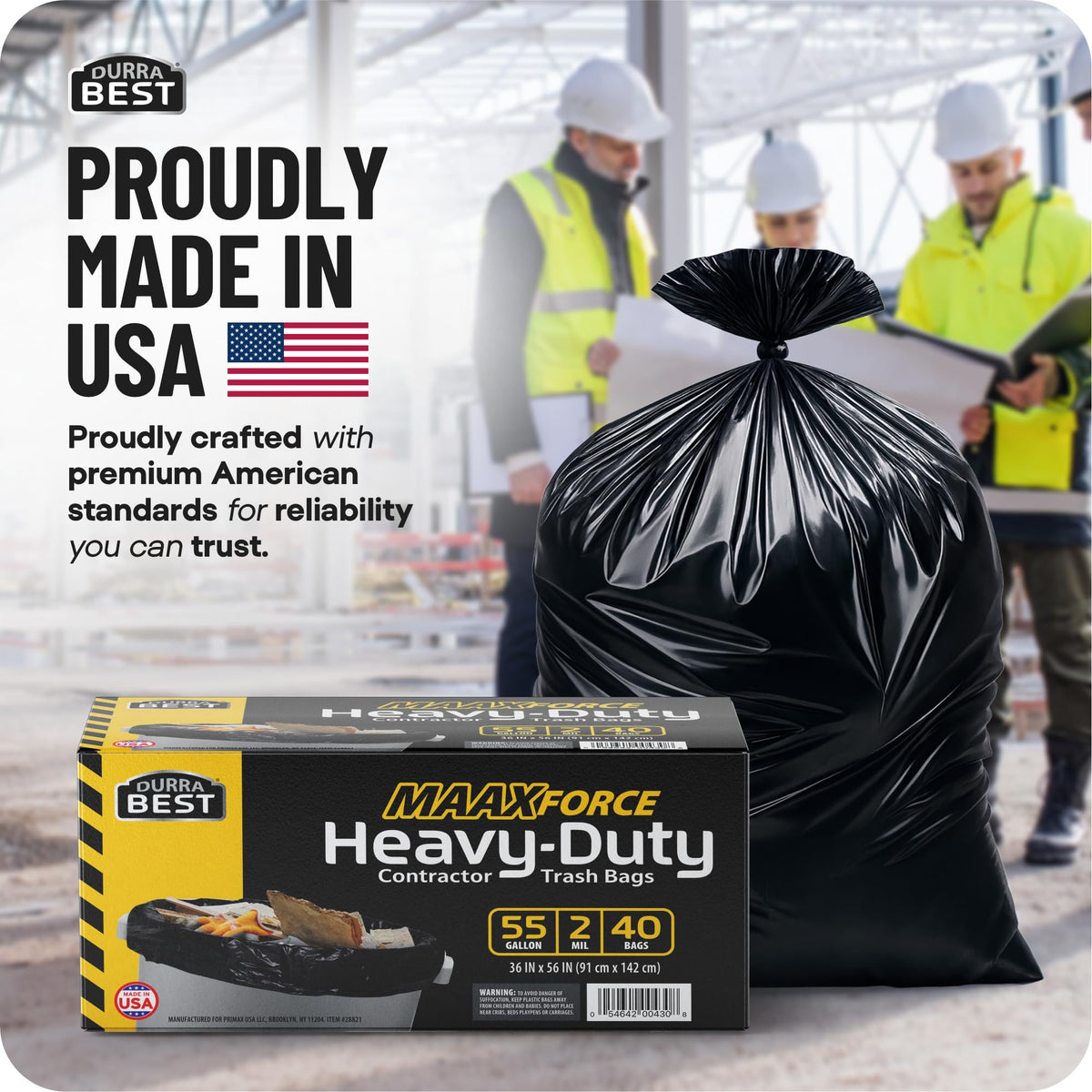 55 Gallon 2 Mil Black Heavy-Duty Trash Bags Q742137