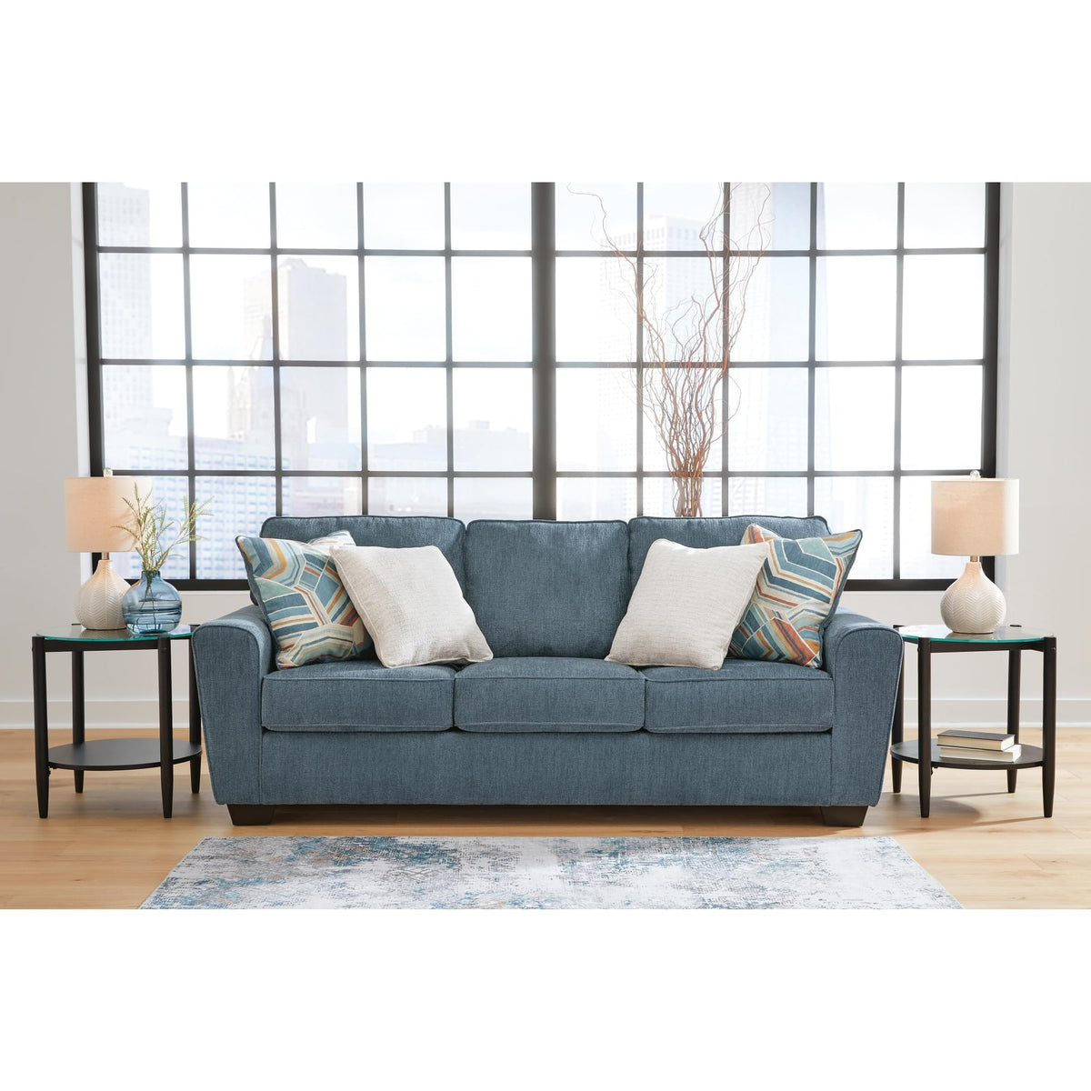 Blue Chenille 3 Seater Couch W175432