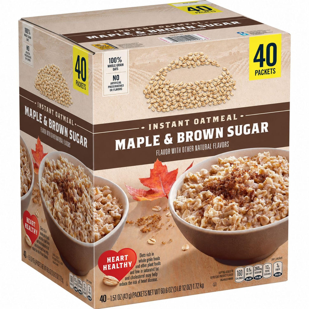 Maple & Brown Sugar Instant Oatmeal Cereal, 40 Count J5007
