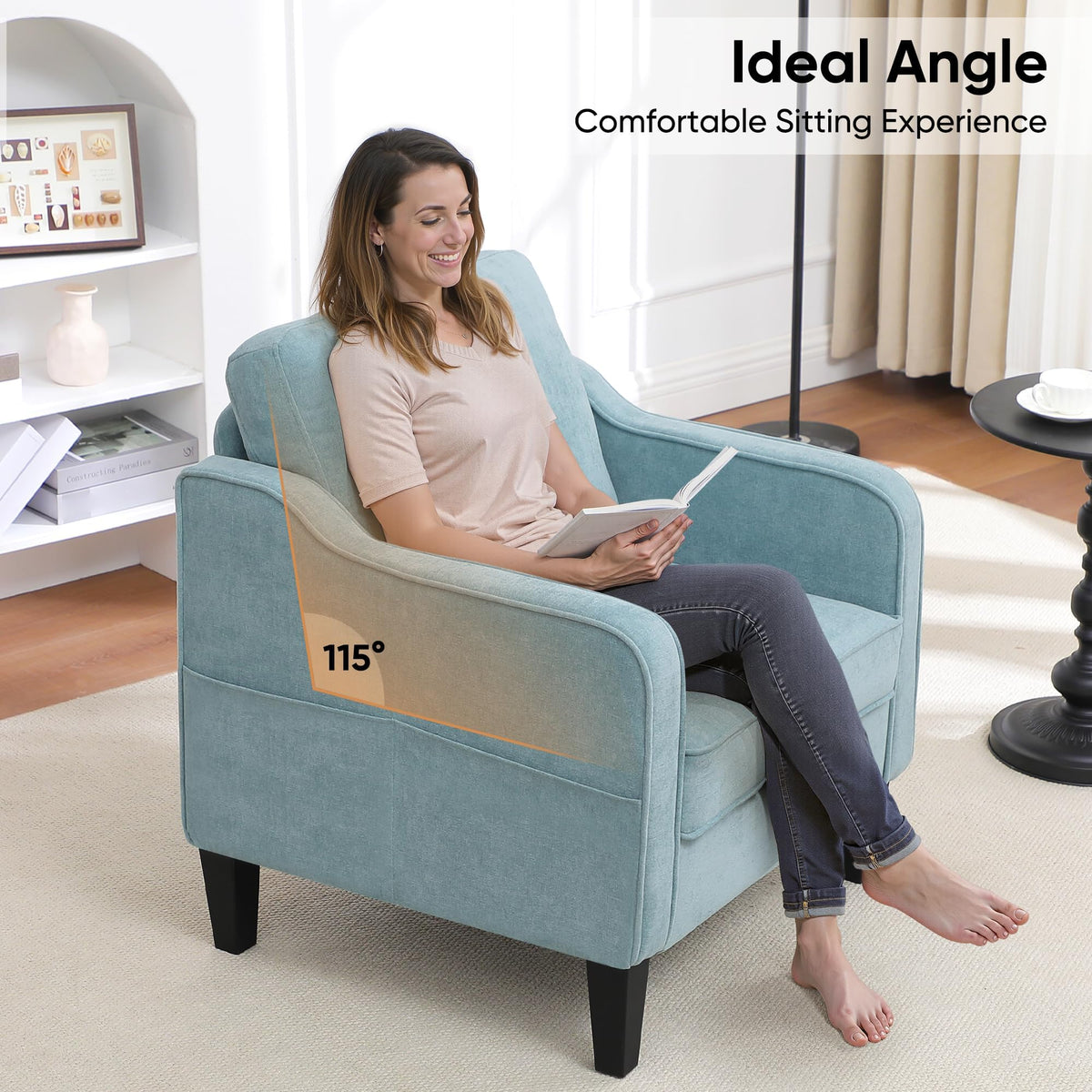 Teal Green Upholstered Accent Chairs Set of 2 S251