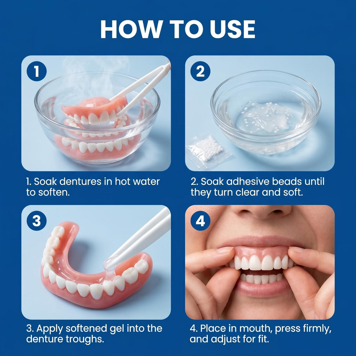 Moldable False Teeth Temporary Denture Set Q4610