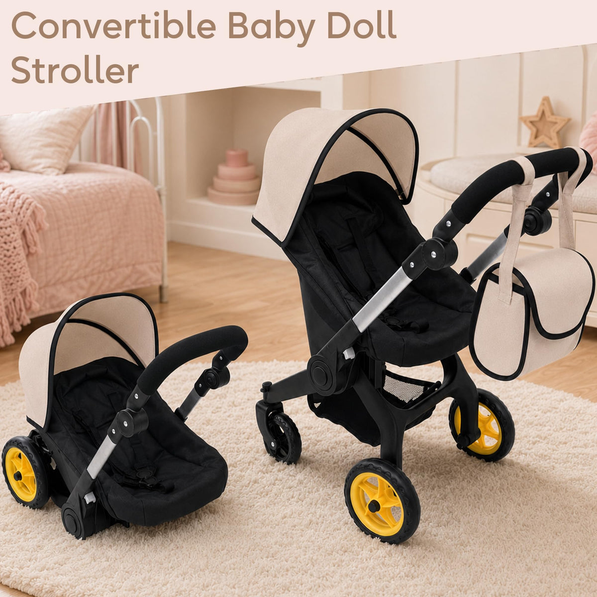 Convertible 2-in-1 Doll Stroller and Car Seat X36696