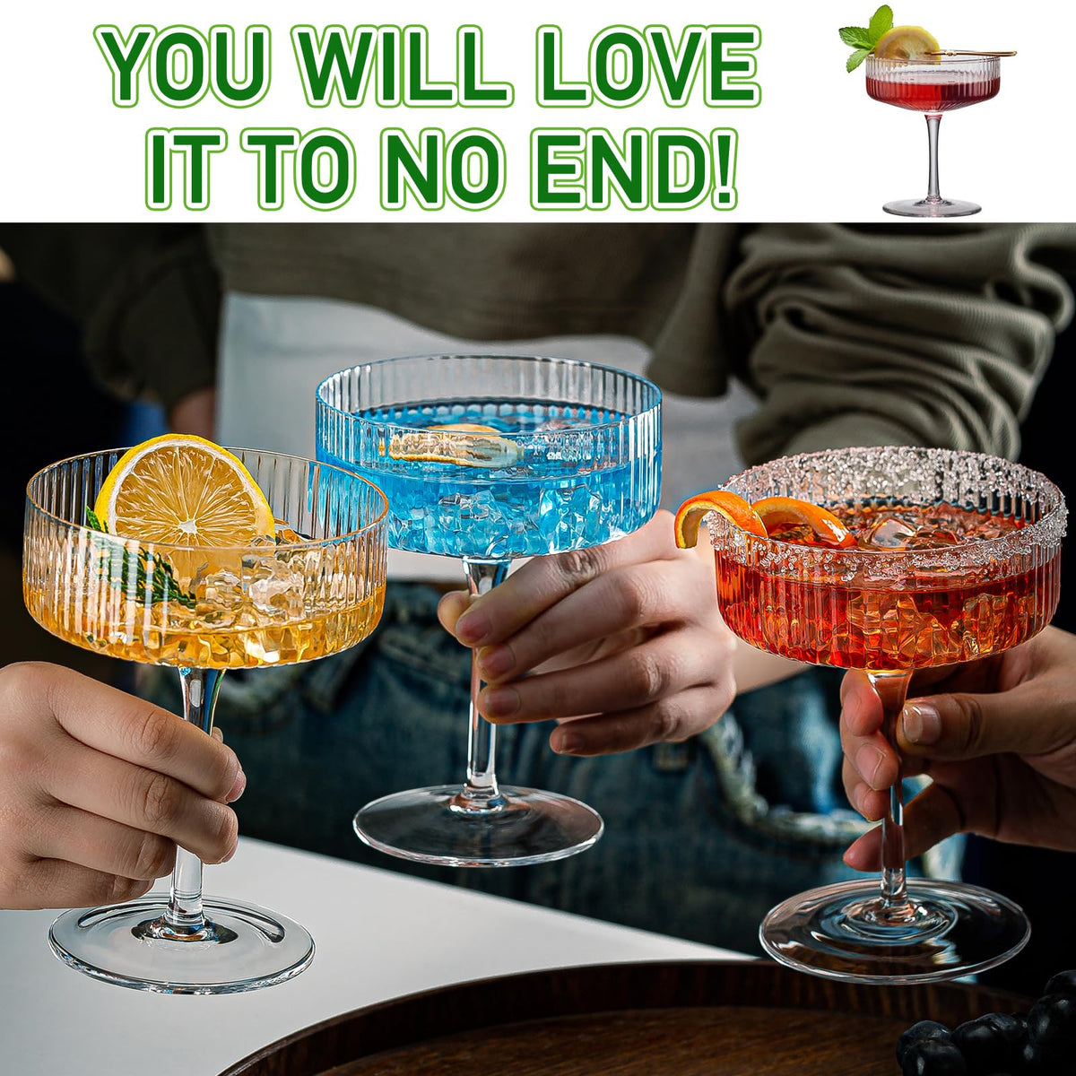 12 Pcs 10oz Acrylic Stem Cocktail Glassware Set R687