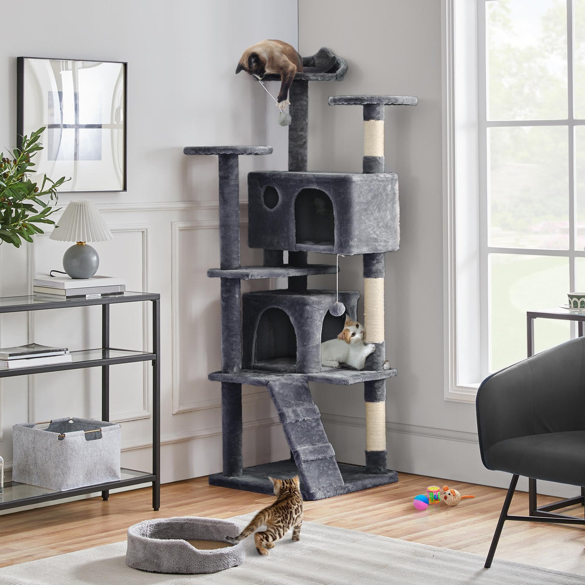 70in Multi-Level Cat Tree with Sisal Scratching Posts V6183