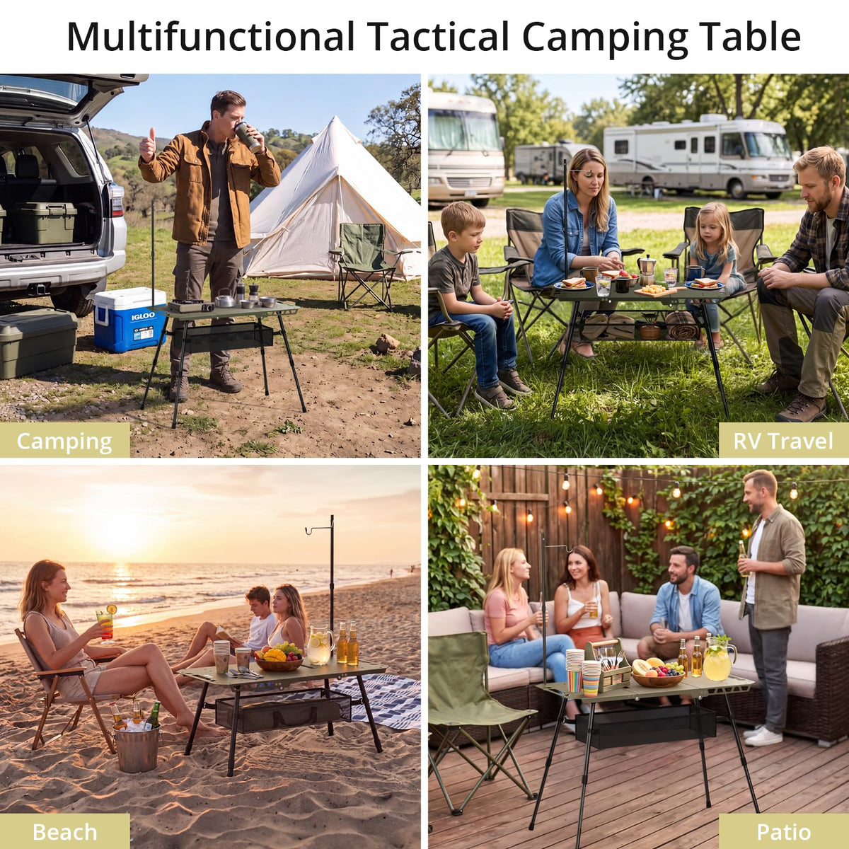 Adjustable Aluminum Folding Camping Table Y833117