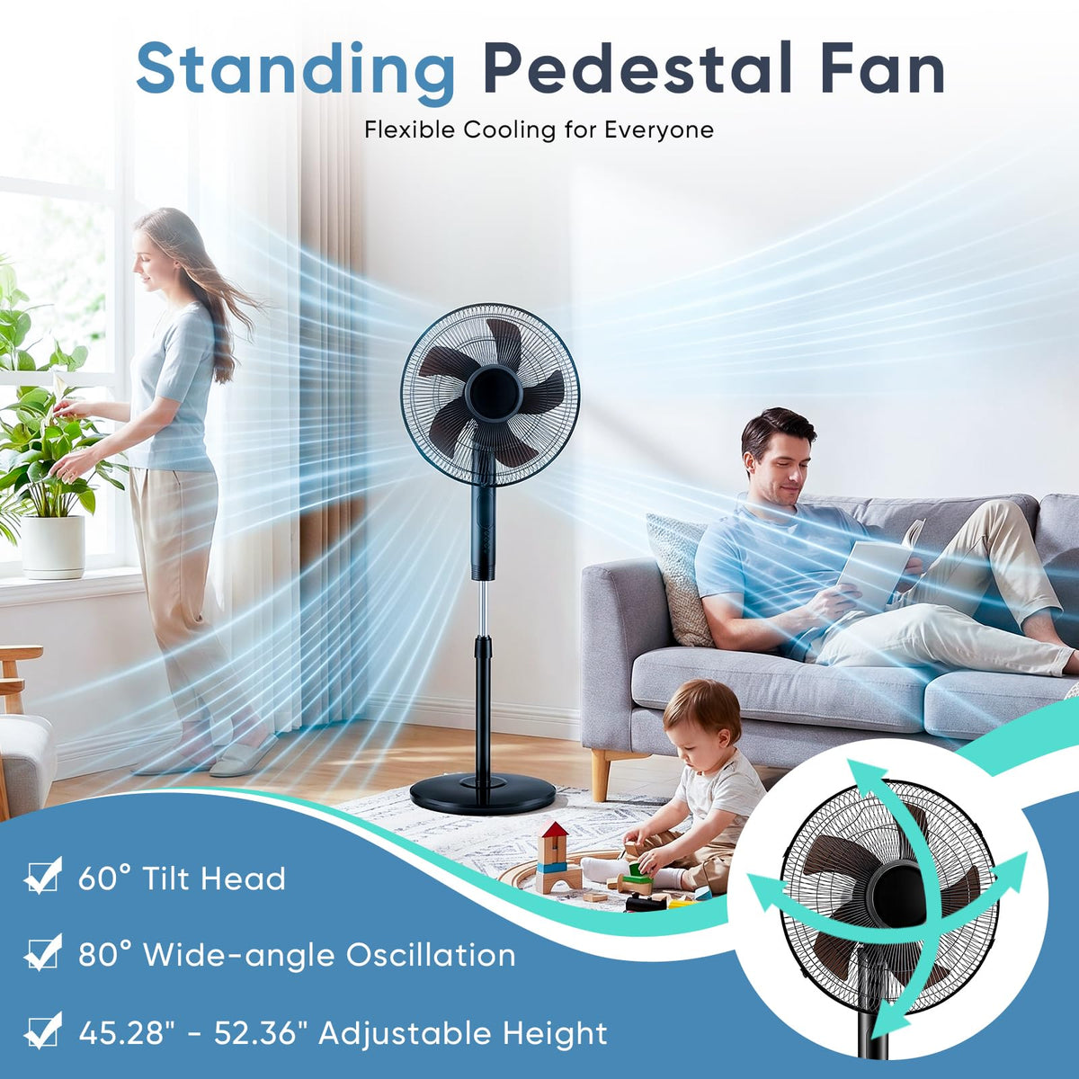 17" Oscillating Pedestal Fan with Remote B582584