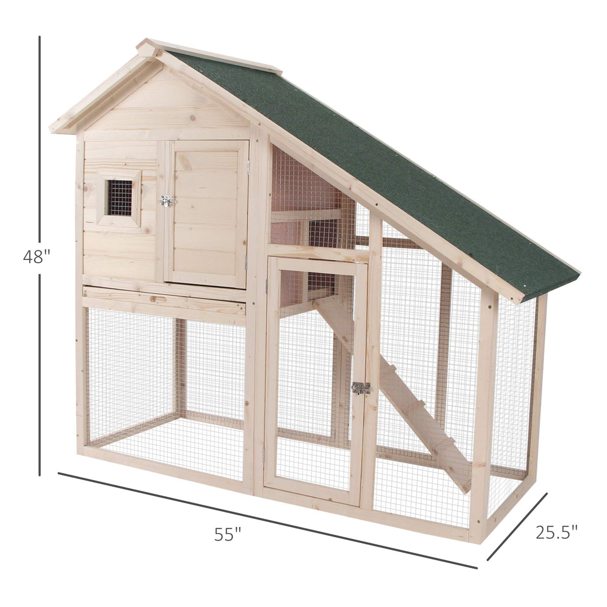55" 2-Tier Wooden Rabbit Hutch with Ramp G7994