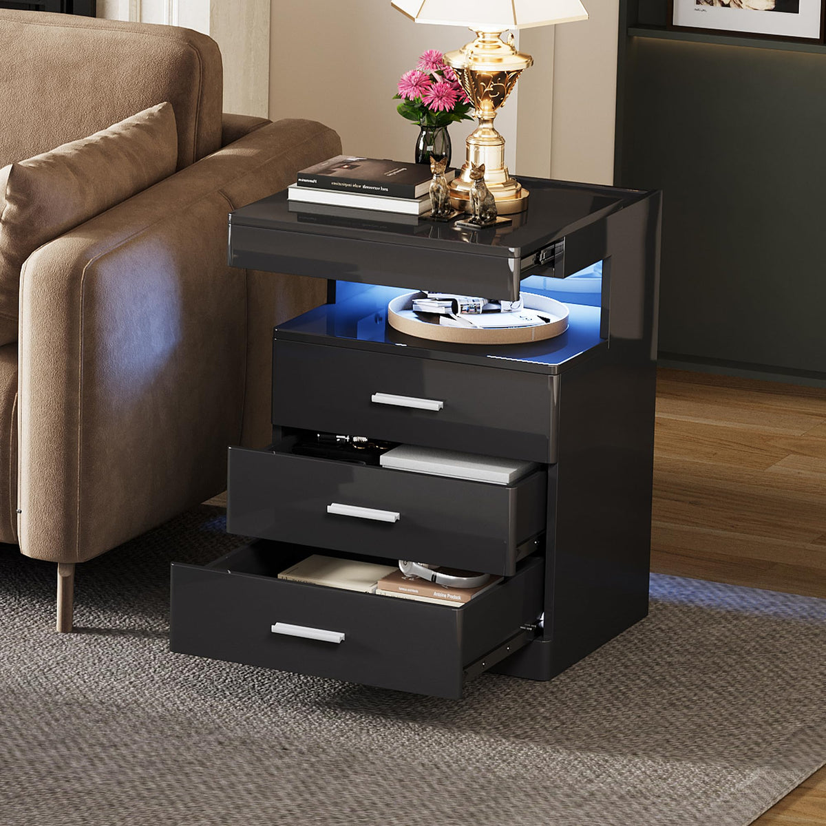 Led Nightstand with Charging Station X317