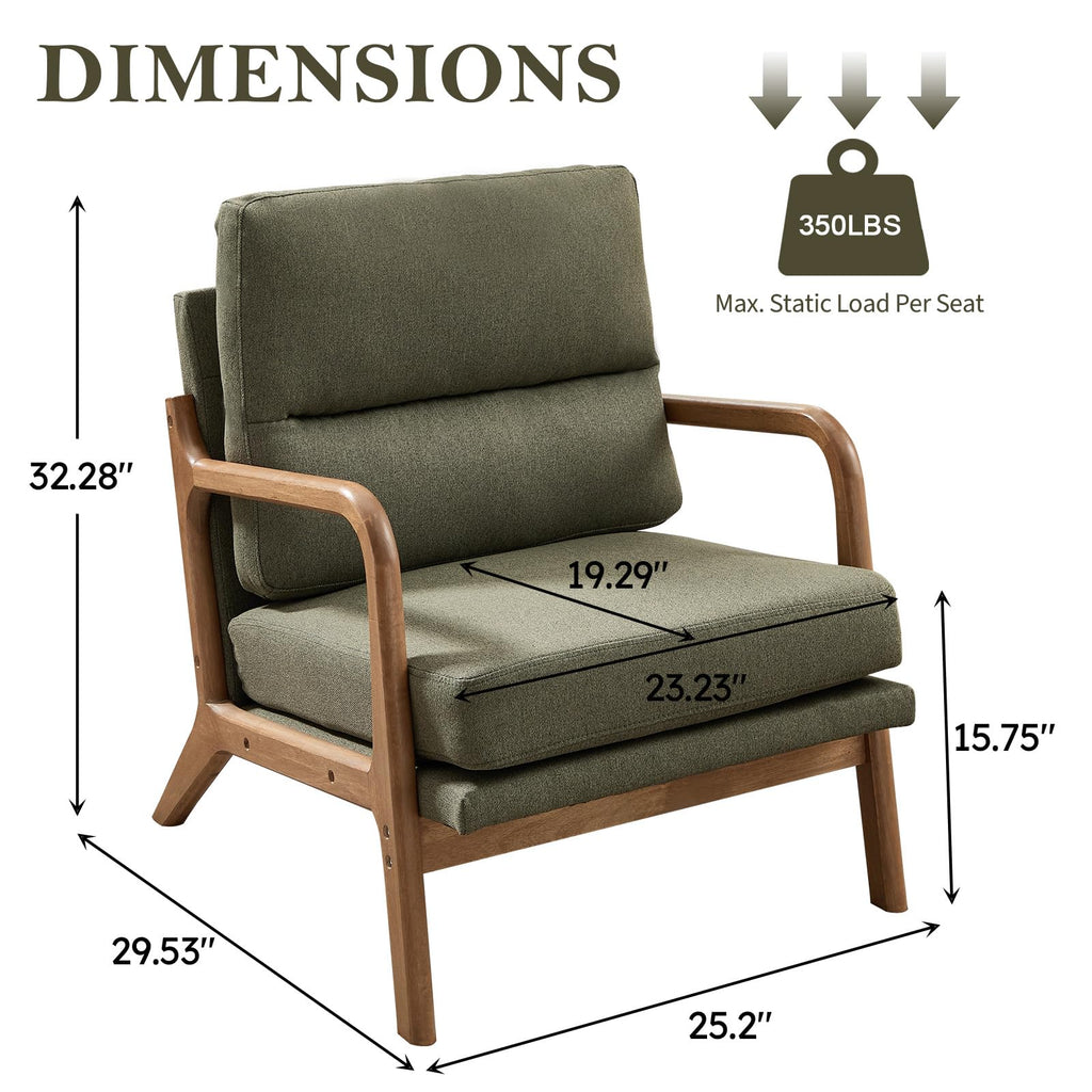 Mid Century Accent Chair Set of 2 Green C35143