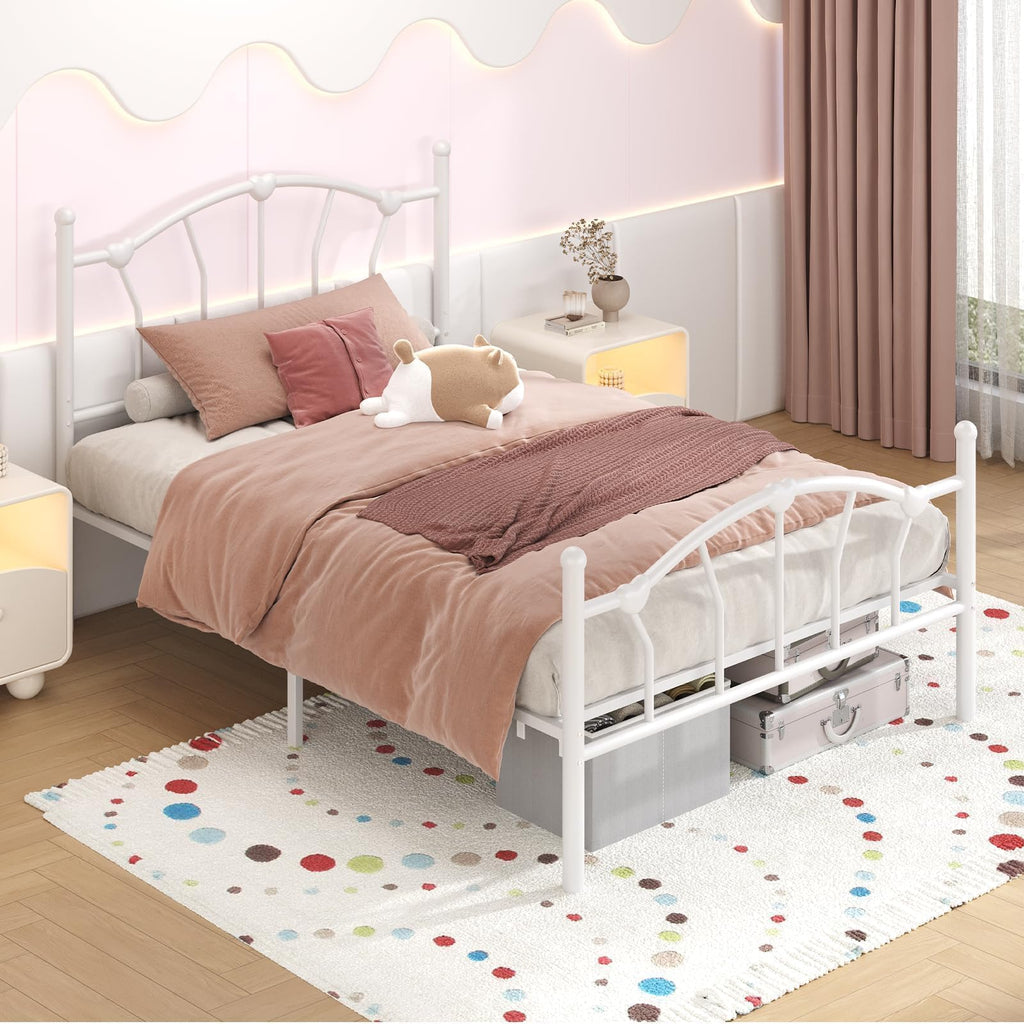 White Twin Metal Bed Frame I5739