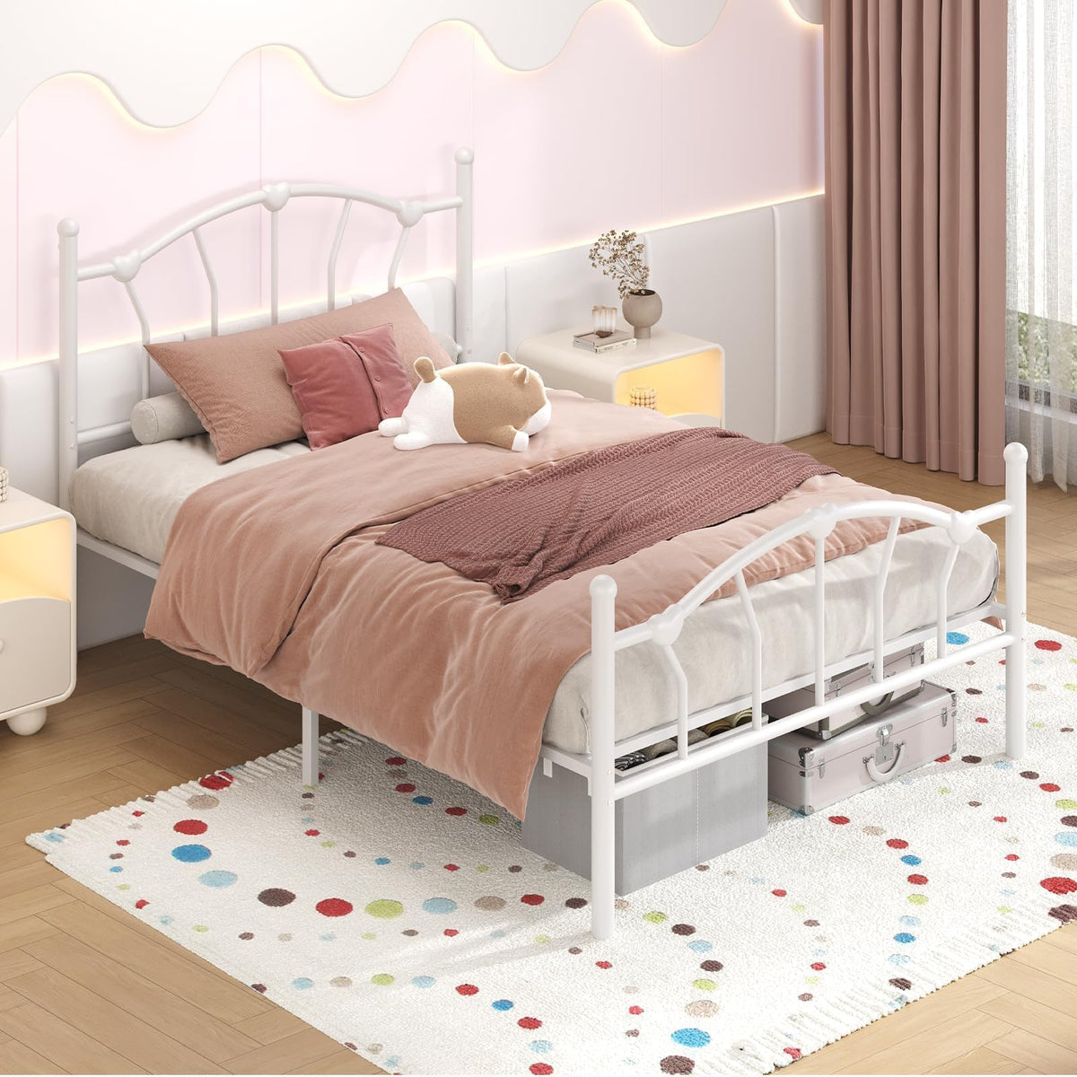White Twin Metal Bed Frame I5739