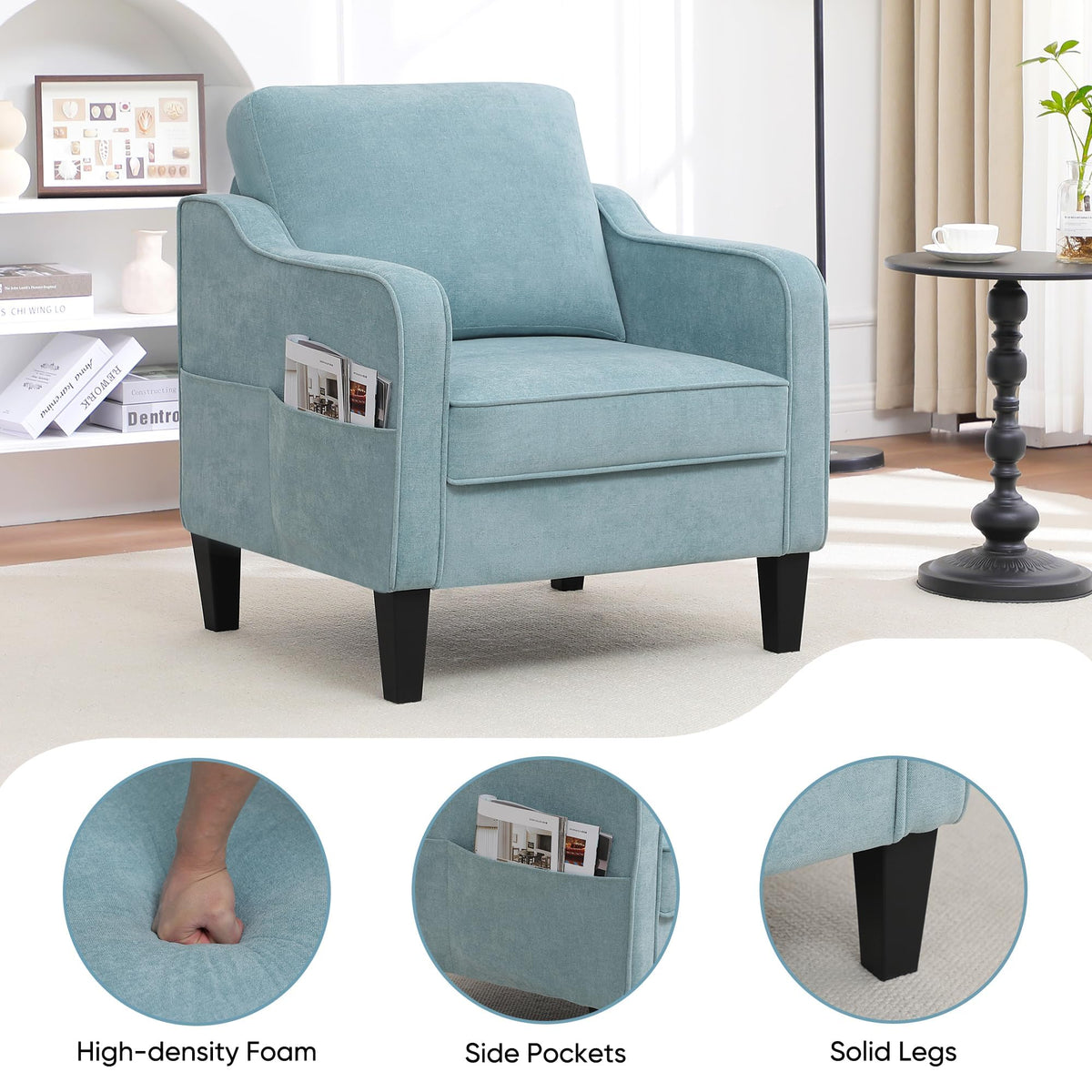 Teal Green Upholstered Accent Chairs Set of 2 S251