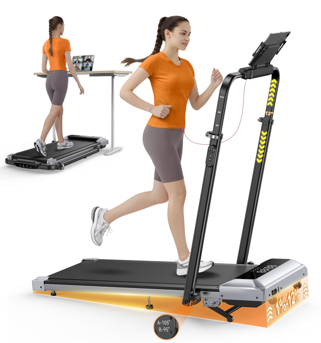 Folding Treadmill with Incline and Adjustable Handle Bar C435