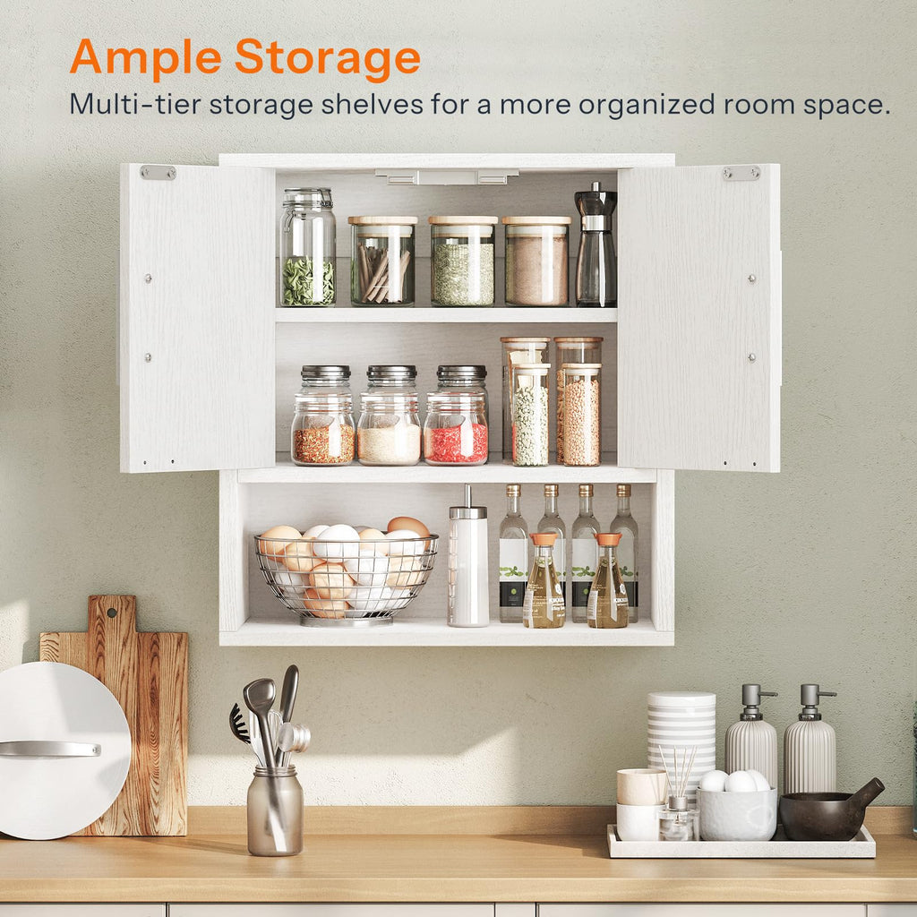 White Small Bathroom Wall Cabinet with Adjustable Shelf P65175