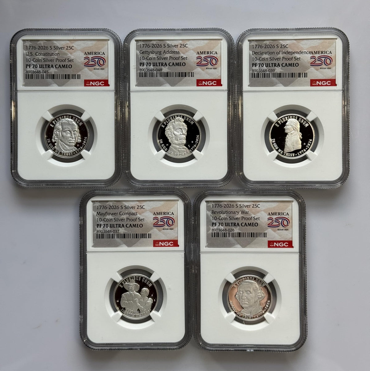 Silver Quarters 25C 5 Coin Set Y584