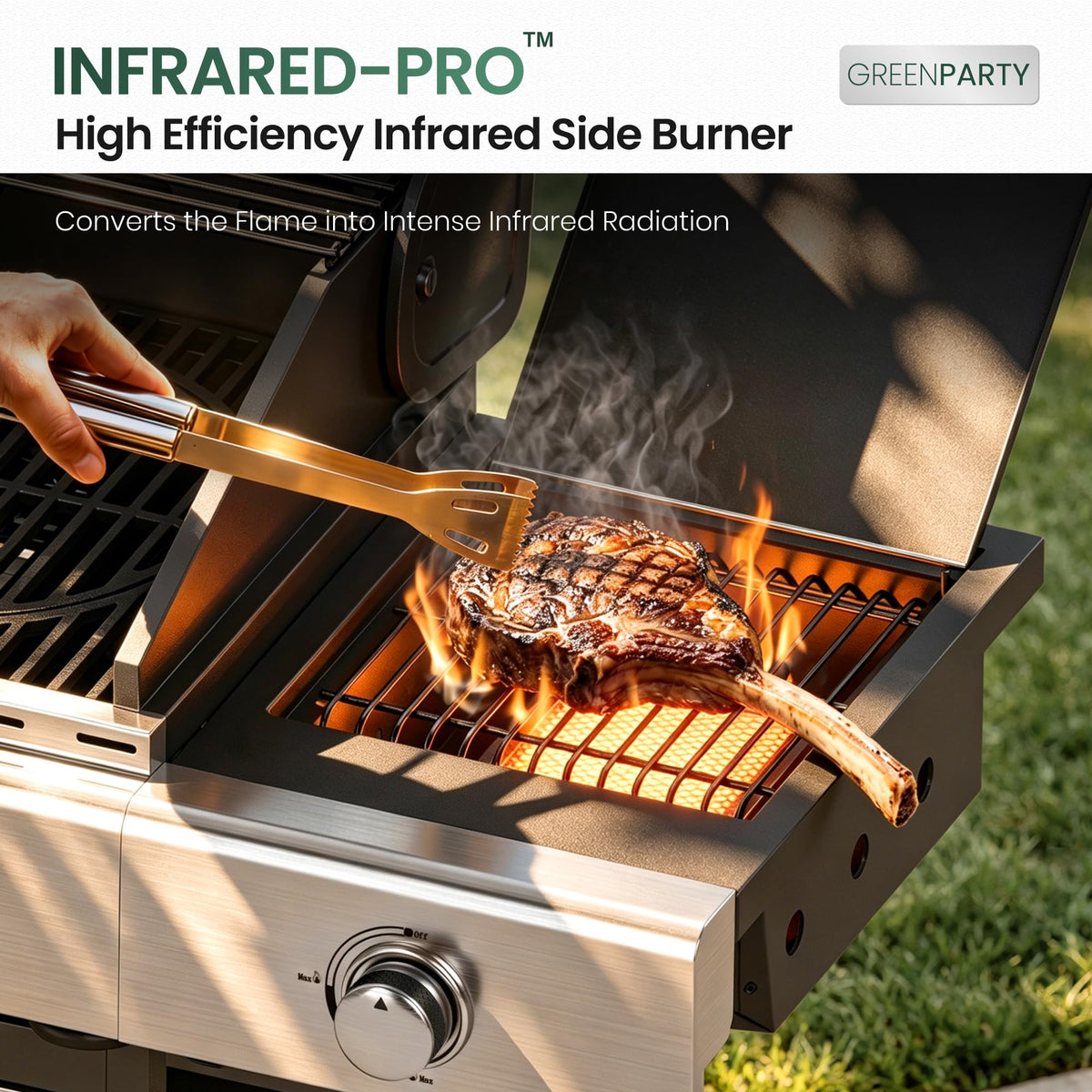 4 Burner Propane Gas Grill with Infrared Side Burner N8031