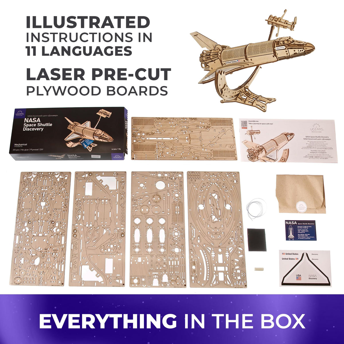 Wooden 3D Puzzle Space Shuttle Model Kit O53842
