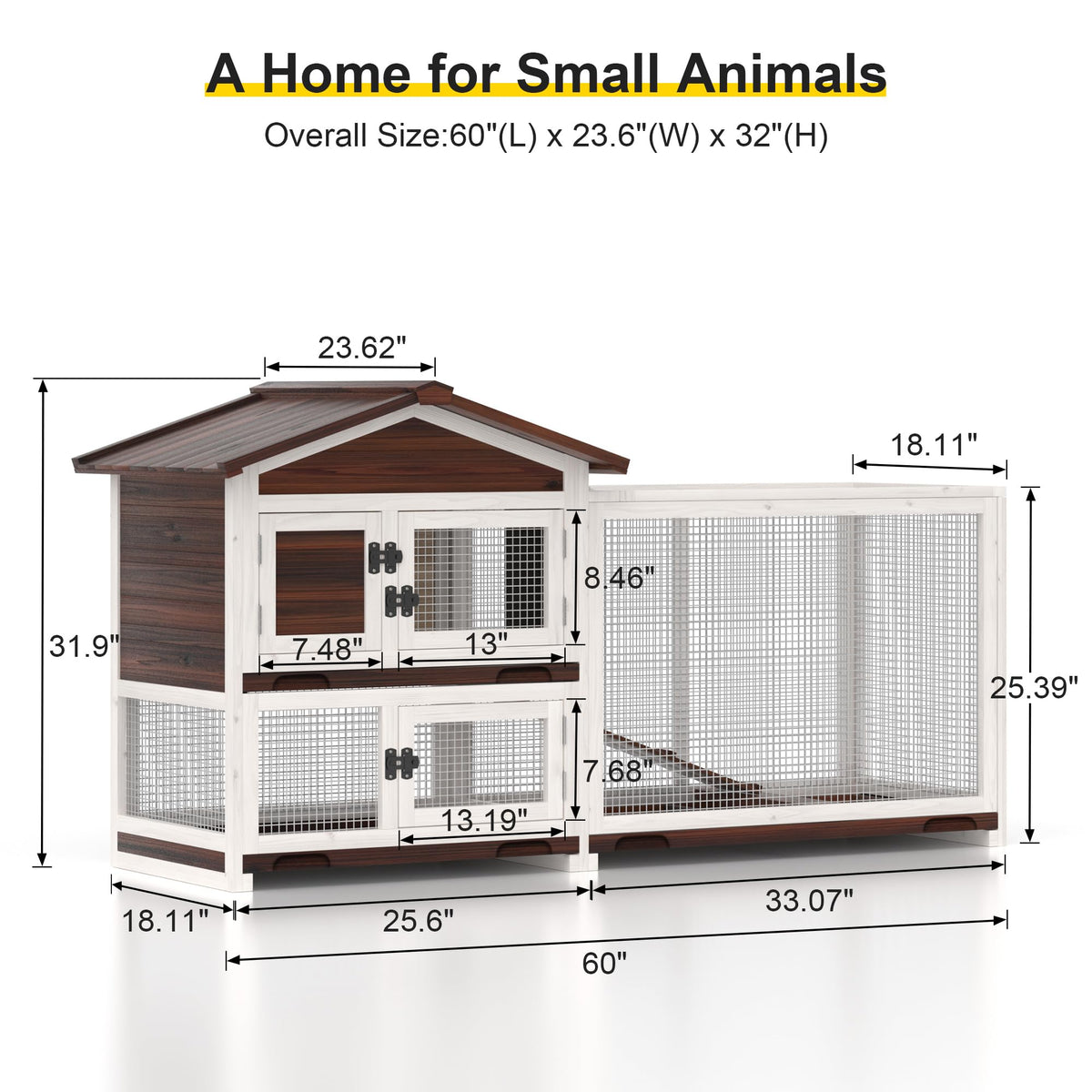 60" Wooden Rabbit Hutch L1729